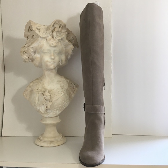 Sole Society Paloma Suede Wedge Boots Mushroom 7.5 - Picture 3 of 8